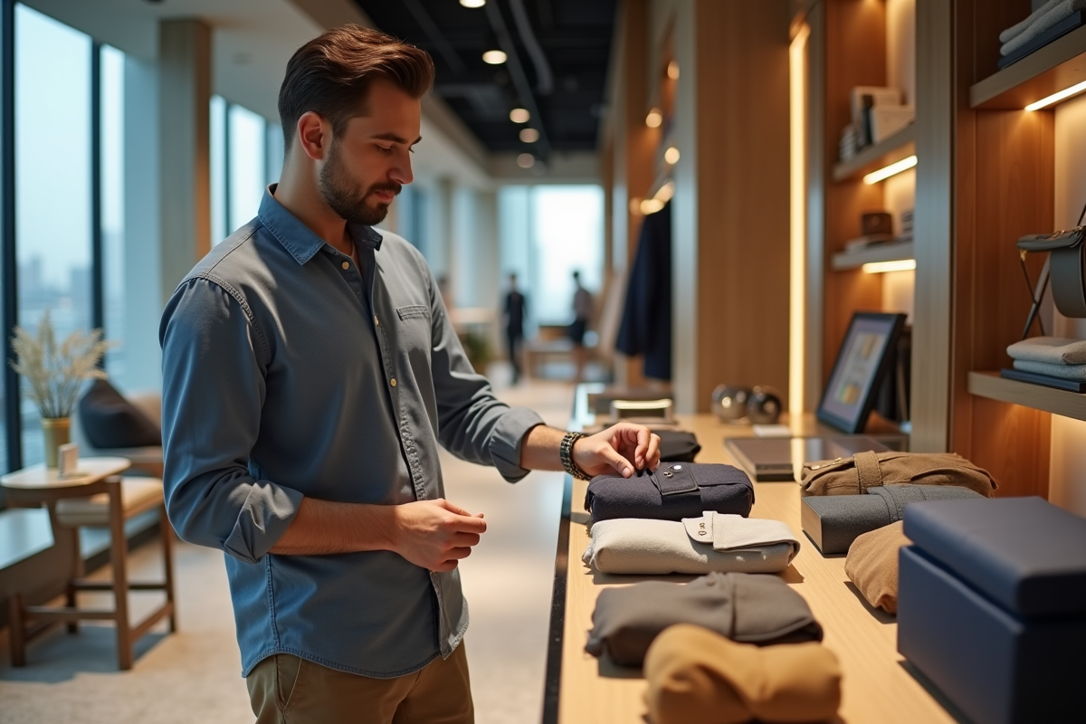 Jeune homme professionnel dans une boutique moderne à Dubai